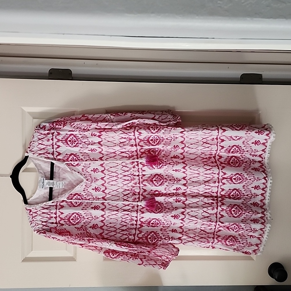 Tommy Bahama Ikat Tropics Full Sleeve Dress Cover Up Passion Pink Sz XL